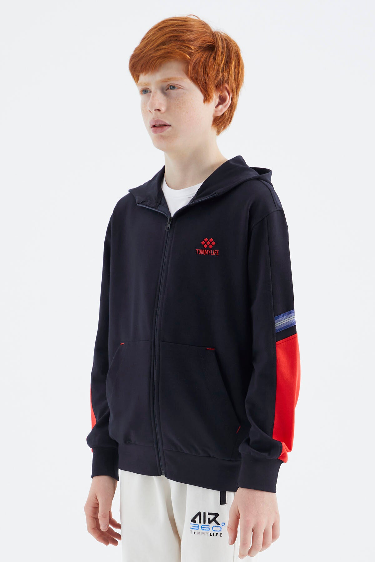 Lacivert Fermuarlı Erkek Çocuk Sweatshirt - 11180