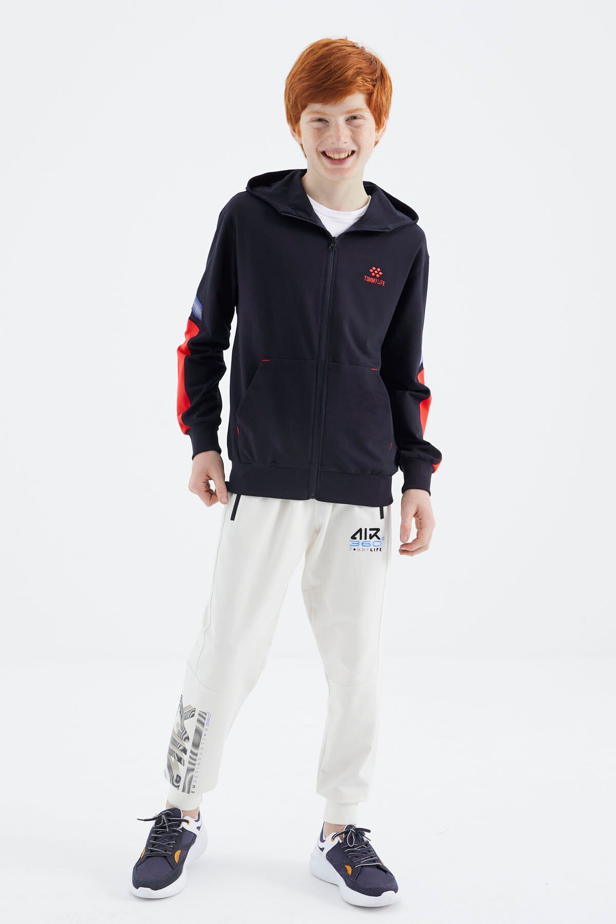 Lacivert Fermuarlı Erkek Çocuk Sweatshirt - 11180