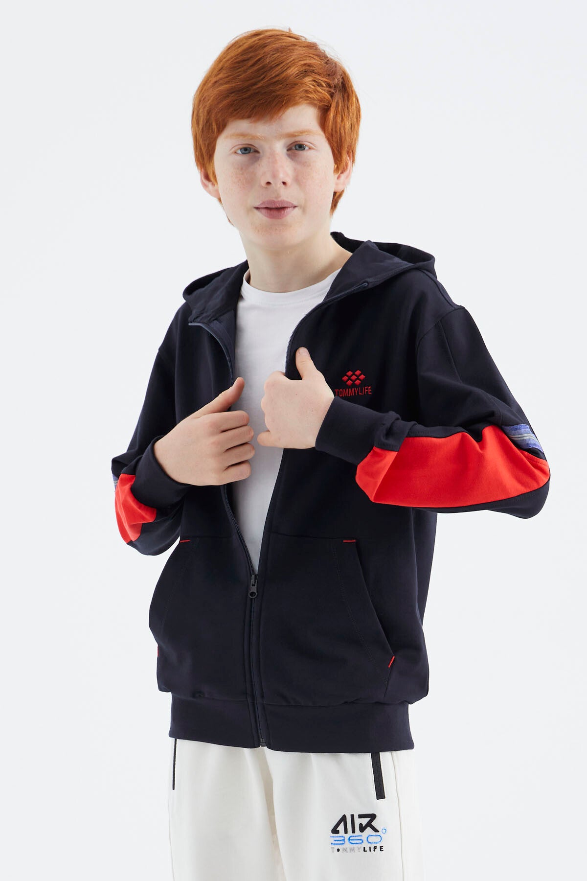 Lacivert Fermuarlı Erkek Çocuk Sweatshirt - 11180