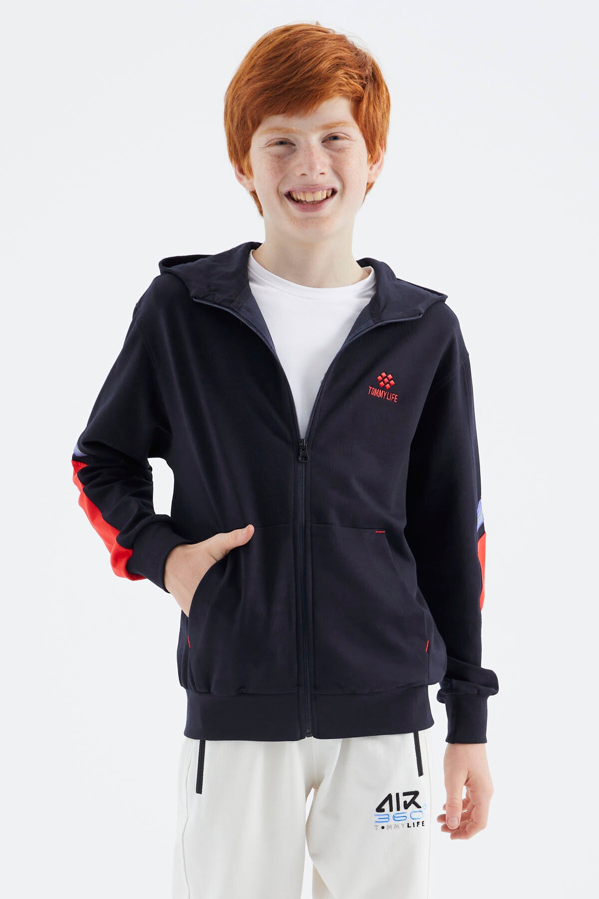 Lacivert Fermuarlı Erkek Çocuk Sweatshirt - 11180