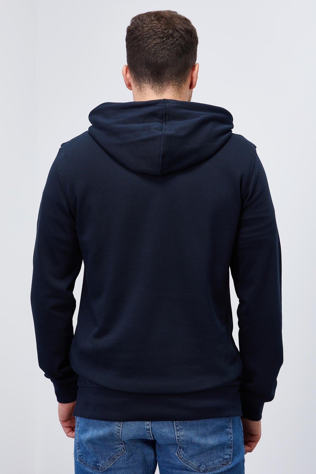 Lacivert Kanguru Cep Standart Kalıp Kapüşonlu Erkek Sweatshirt - 87872