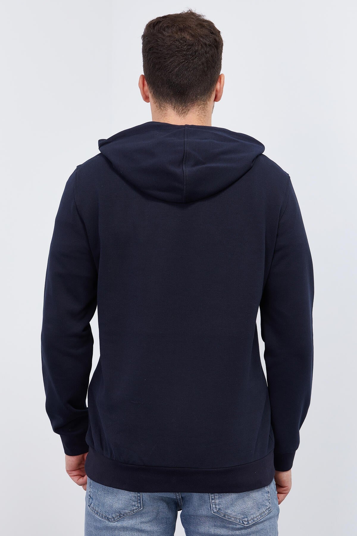 Lacivert Kanguru Cep Standart Kalıp Kapüşonlu Erkek Sweatshirt - 87883