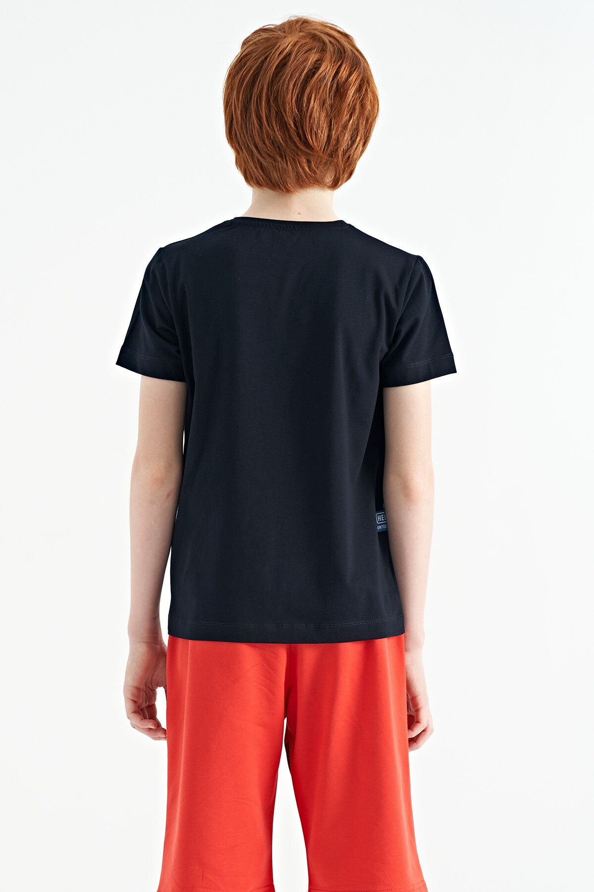 Lacivert Yazı Baskılı O Yaka Standart Kalıp Erkek Çocuk T-Shirt - 11149