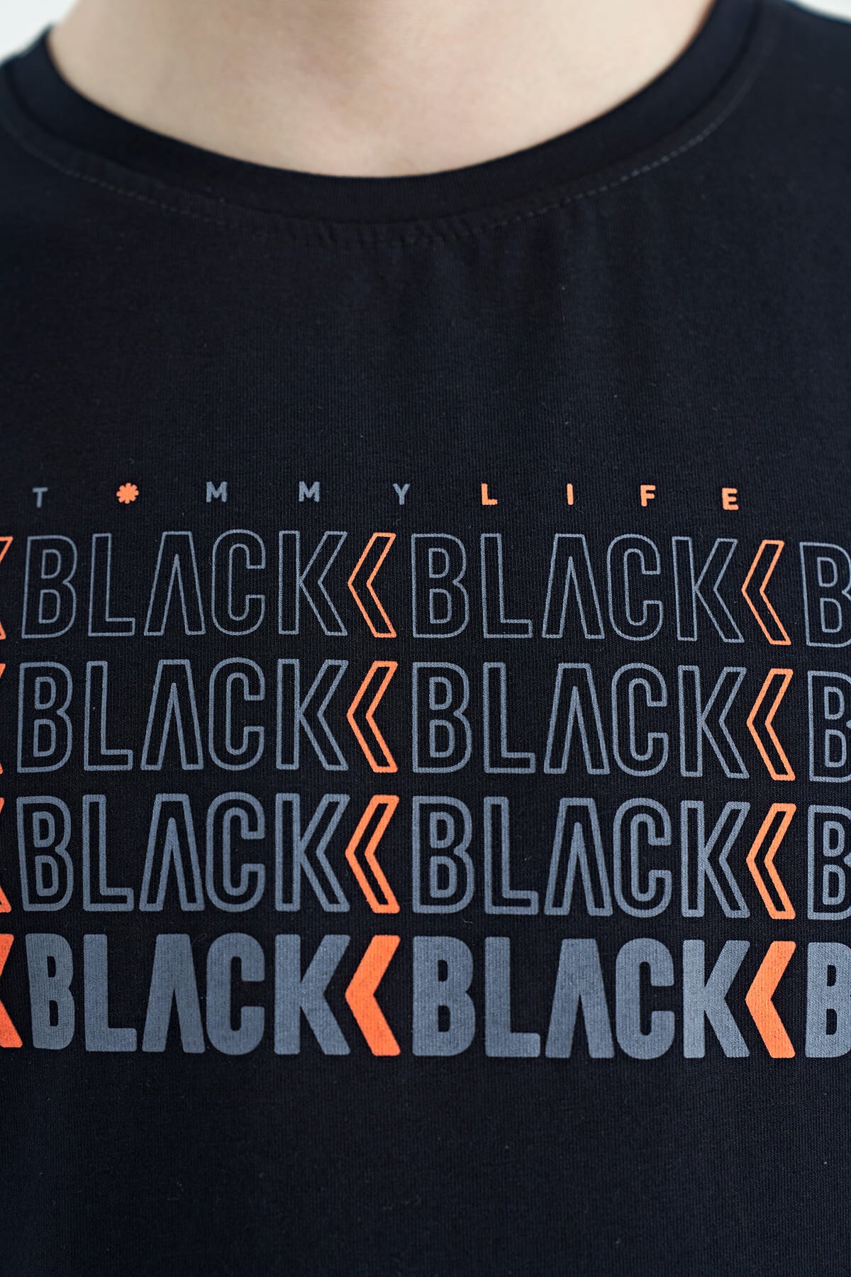 Lacivert Yazı Baskılı O Yaka Standart Kalıp Erkek Çocuk T-Shirt - 11149