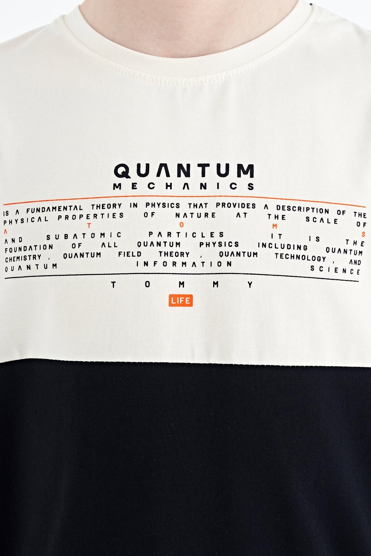 Lacivert Yazı Baskılı Renk Bloklu Standart Kalıp O Yaka Erkek Çocuk T-Shirt - 11134