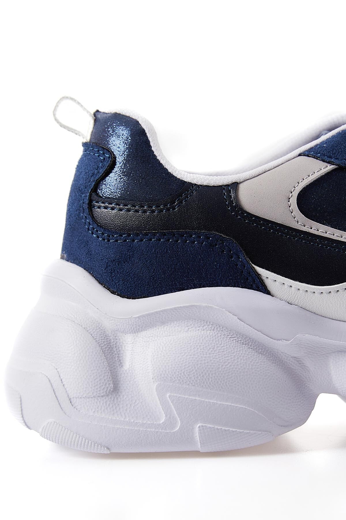Lacivert Yüksek Tabanlı Bağcıklı Renk Geçişli Suni Deri Kadın Spor Ayakkabı - 89206