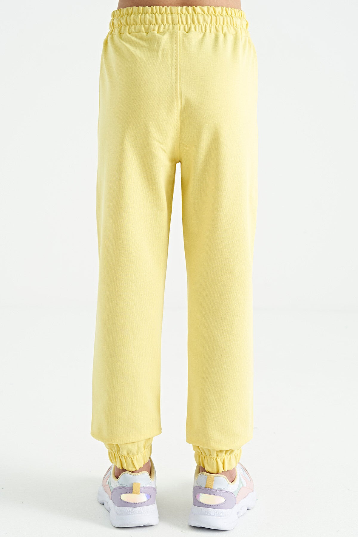 Limon Yazı Nakışlı Standart Kalıp Jogger Kız Çocuk Eşofman Alt - 75120