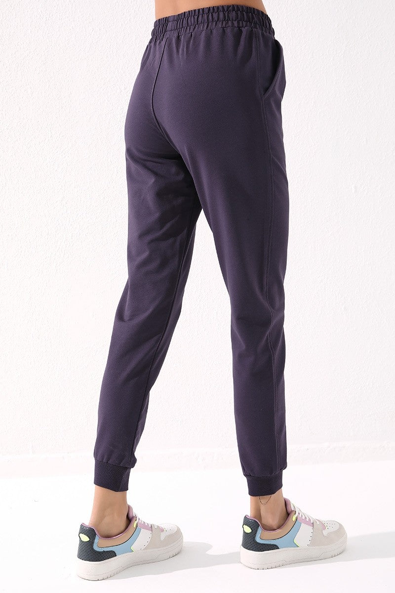 Mor Yüksek Bel Jogger Rahat Form Manşetli Kadın Eşofman Alt - 94561