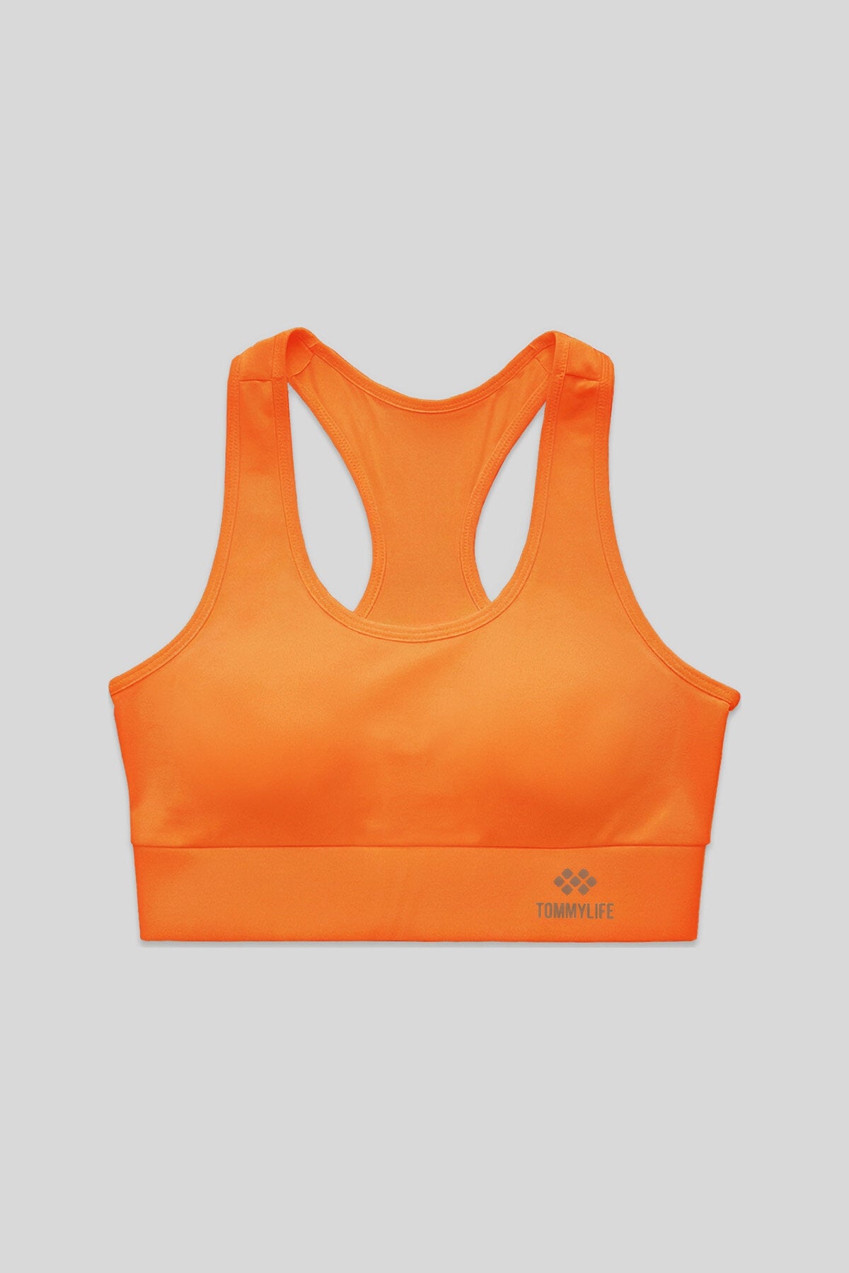 Neon Oranj Sırt Detaylı Dar Kalıp U Yaka Kadın Spor Büstiyer - 97120