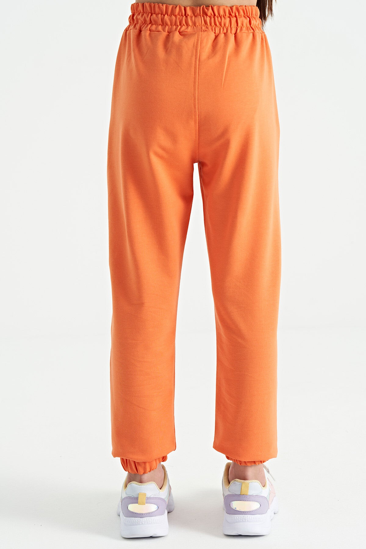 Oranj Yazı Nakışlı Standart Kalıp Jogger Kız Çocuk Eşofman Alt - 75120