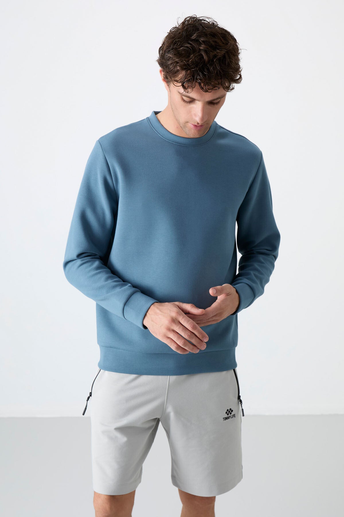 Orman Yeşili Basic O Yaka Rahat Form Erkek Sweatshirt - 88053