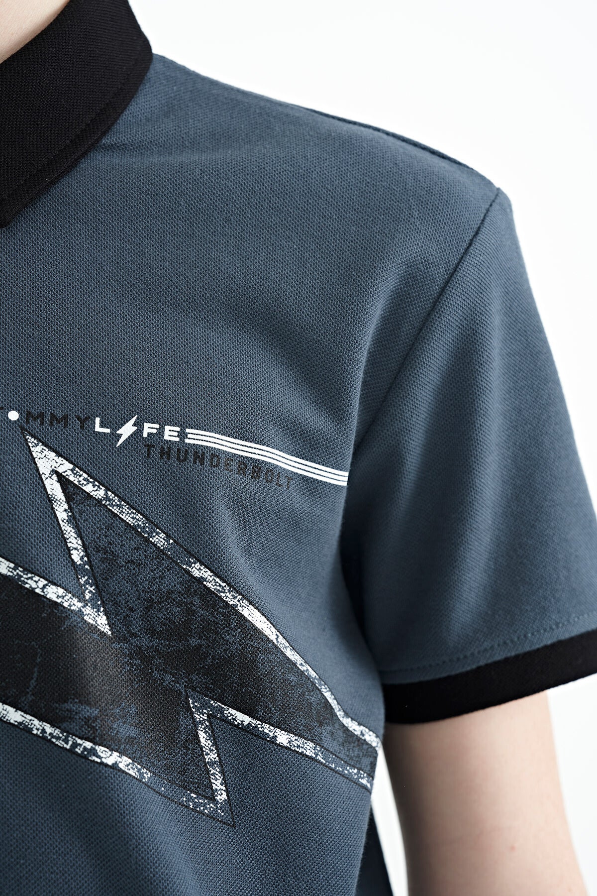 Orman Yeşili Baskı Detaylı Standart Kalıp Polo Yaka Erkek Çocuk T-Shirt - 11154