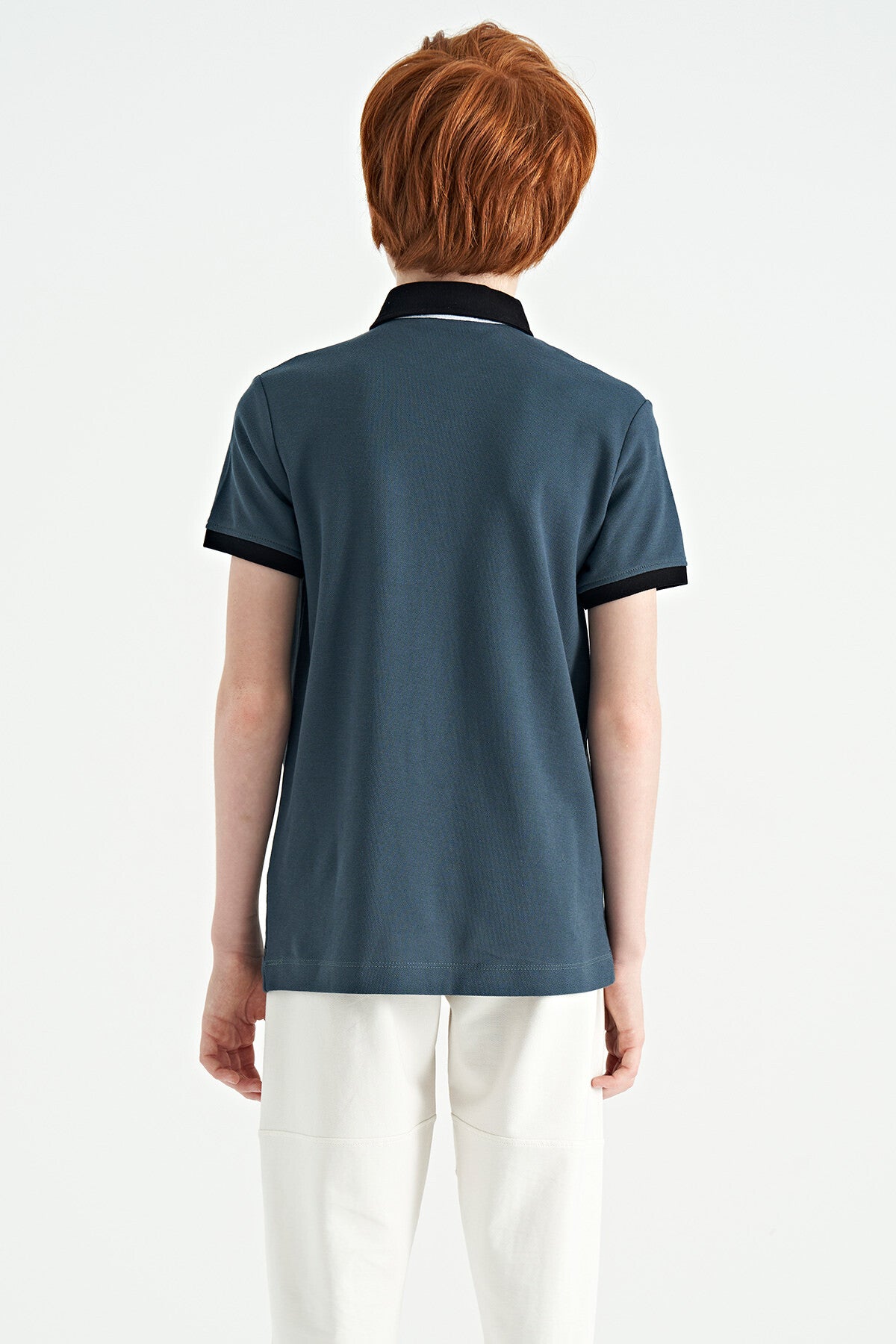 Orman Yeşili Baskı Detaylı Standart Kalıp Polo Yaka Erkek Çocuk T-Shirt - 11165