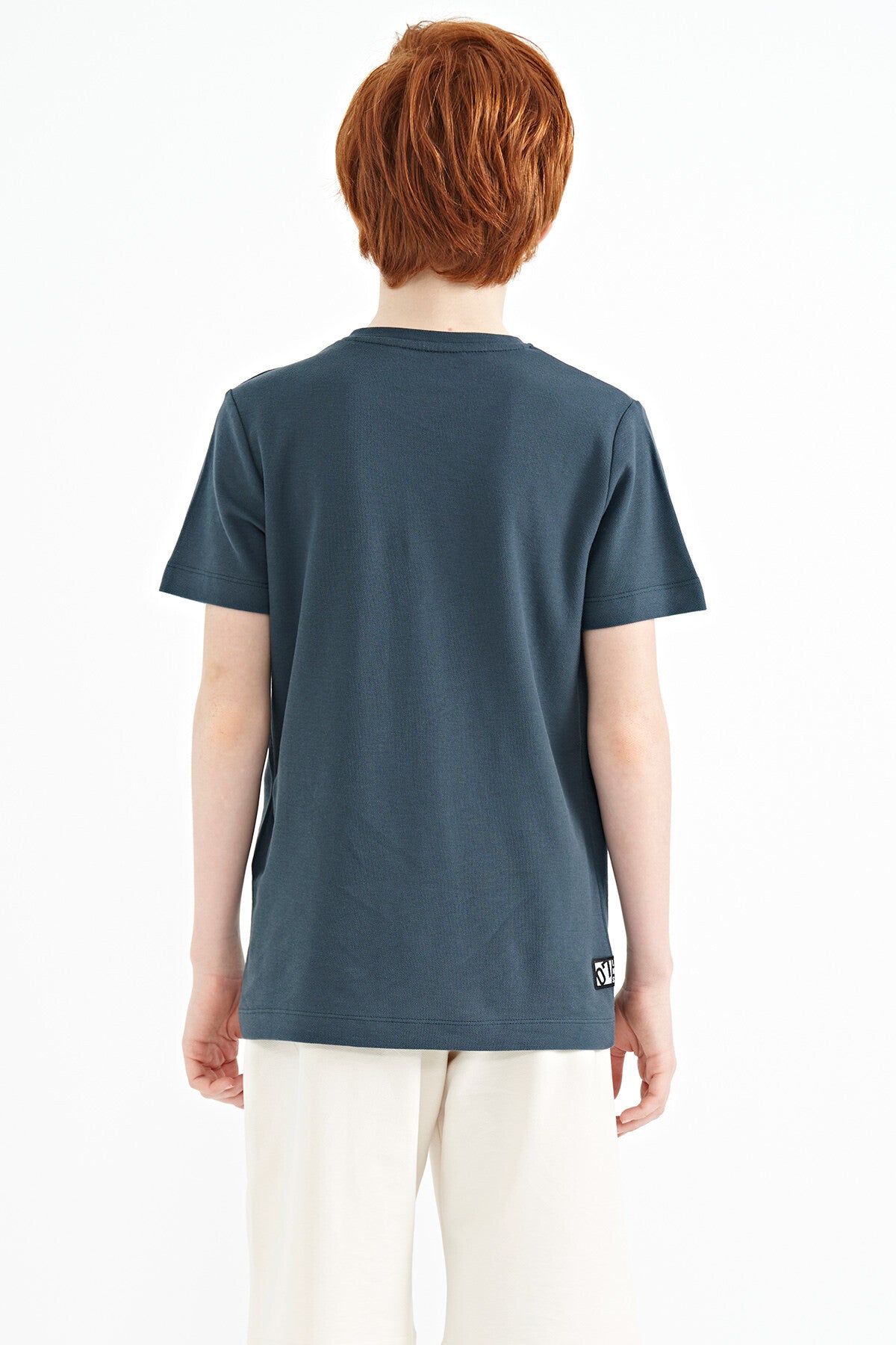 Orman Yeşili Cep Detaylı O Yaka Standart Kalıp Erkek Çocuk T-Shirt - 11120