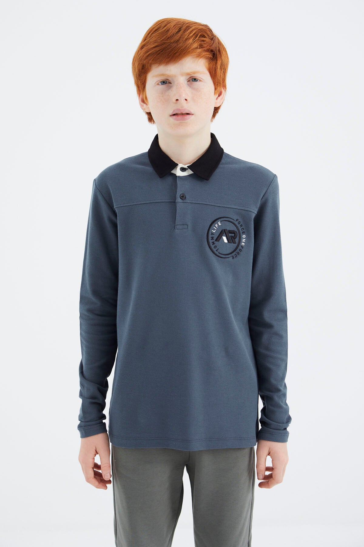 Orman Yeşili Polo Yaka Erkek Çocuk T-Shirt - 11172