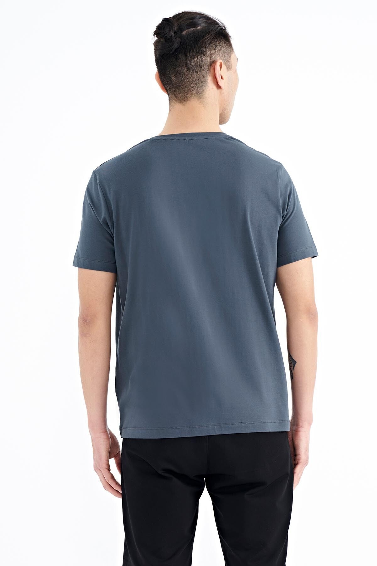 Orman Yeşili Yazı Baskılı O Yaka Standart Kalıp Erkek T-Shirt - 88174