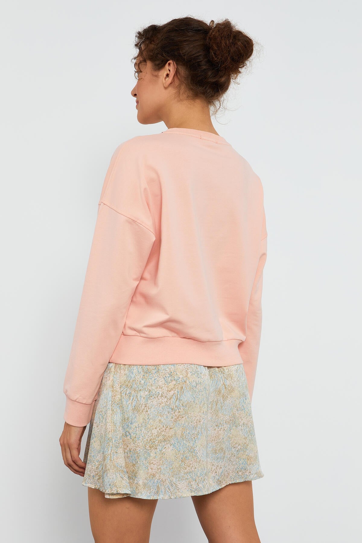 Pembe Basic Rahat Form O Yaka Kadın Sweatshirt - 97114