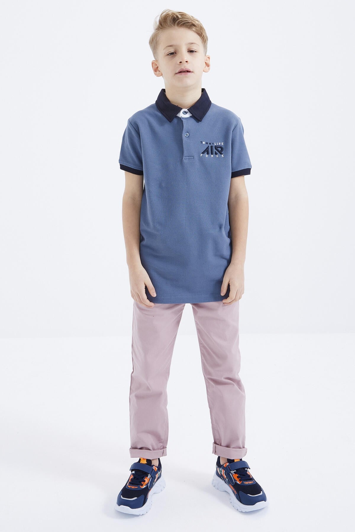 Petrol Air Yazılı Standart Kalıp Polo Yaka Erkek Çocuk T-Shirt - 10894