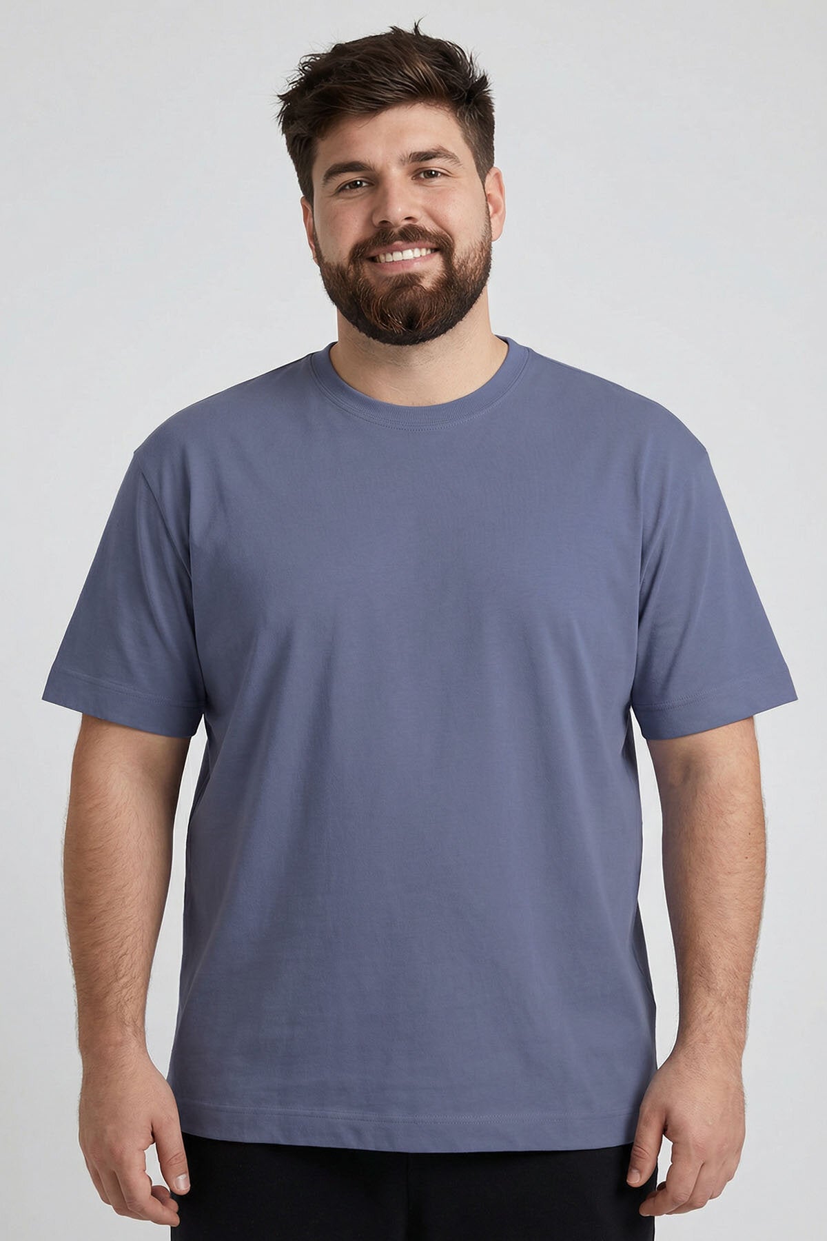 Petrol Basic Kısa Kol O Yaka Büyük Beden Erkek T-Shirt - 88072