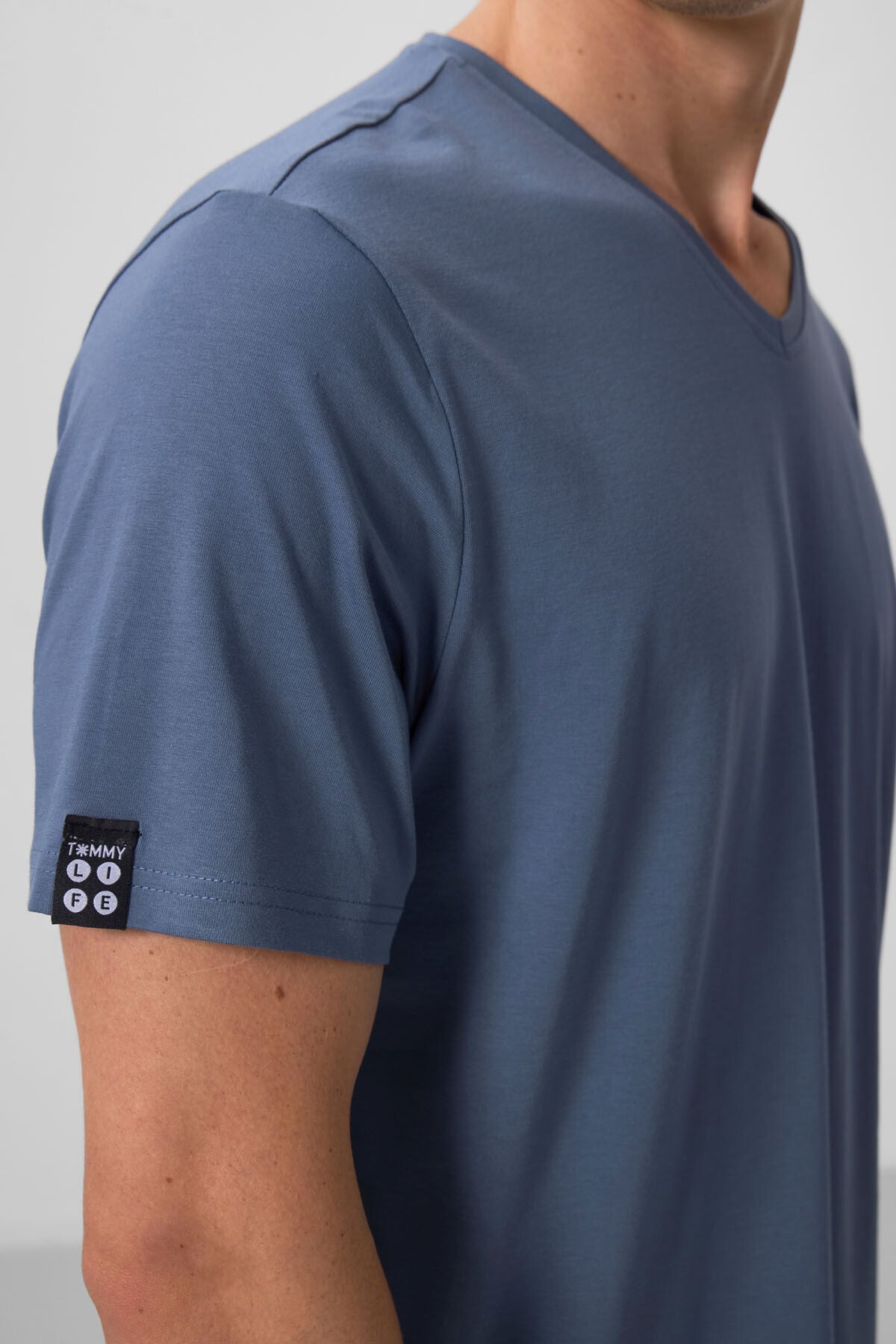 Petrol Basic Kısa Kol Standart Kalıp V Yaka Erkek T-Shirt - 87912