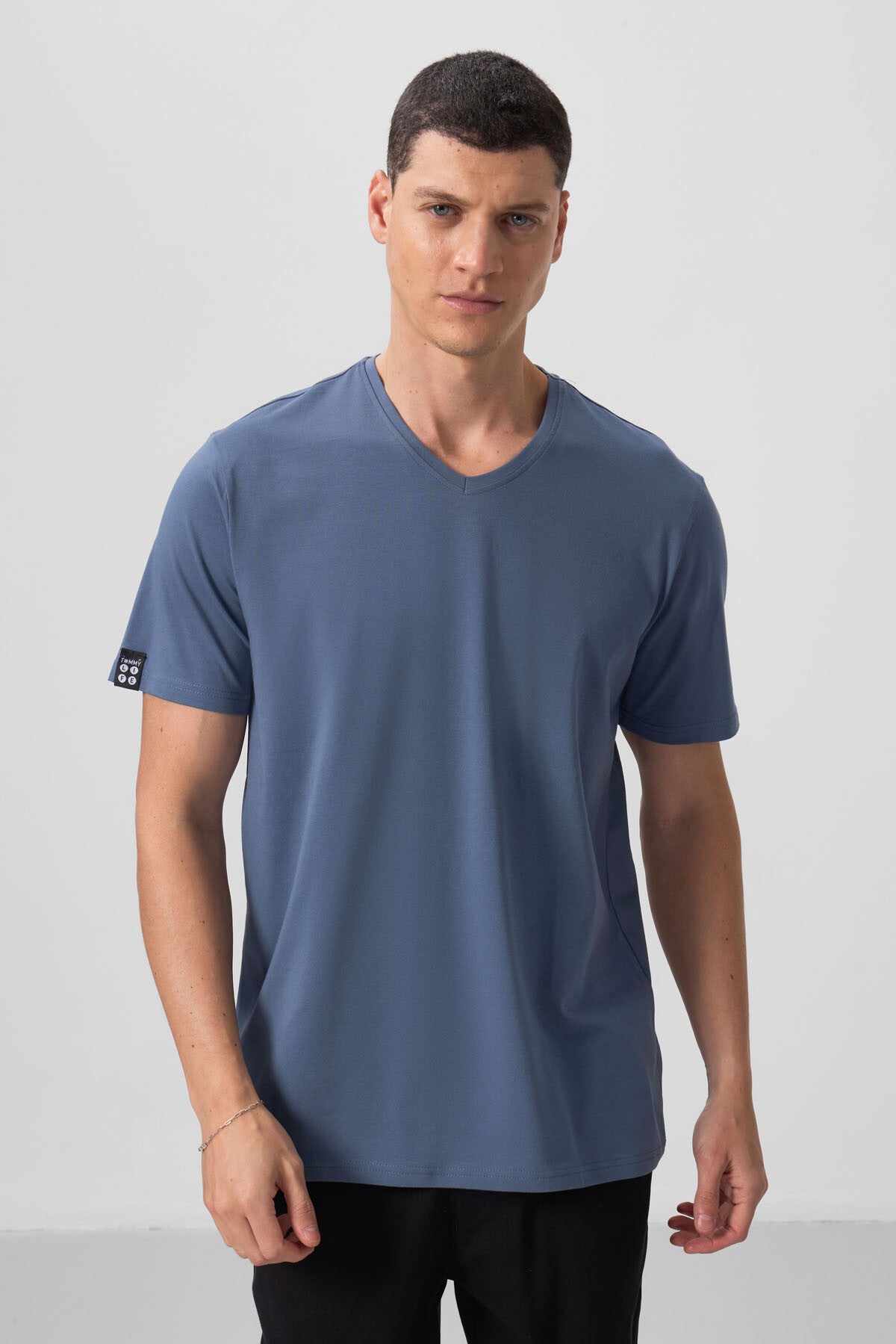 Petrol Basic Kısa Kol Standart Kalıp V Yaka Erkek T-Shirt - 87912