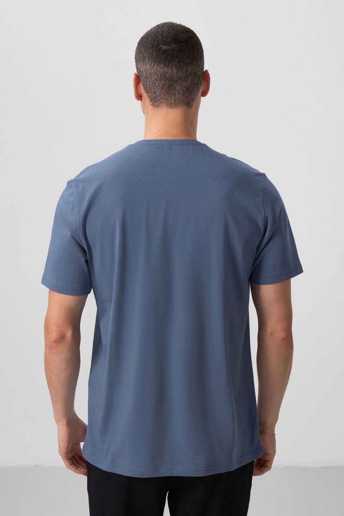 Petrol Basic Kısa Kol Standart Kalıp V Yaka Erkek T-Shirt - 87912