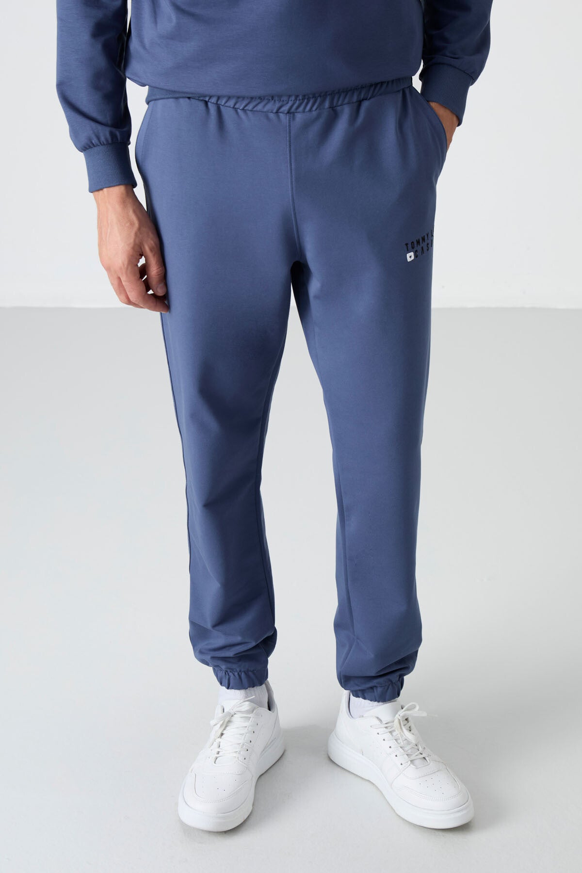 Petrol Casual O Yaka Lastik Paça Pamuklu Erkek Oversize Eşofman Takımı - 85120