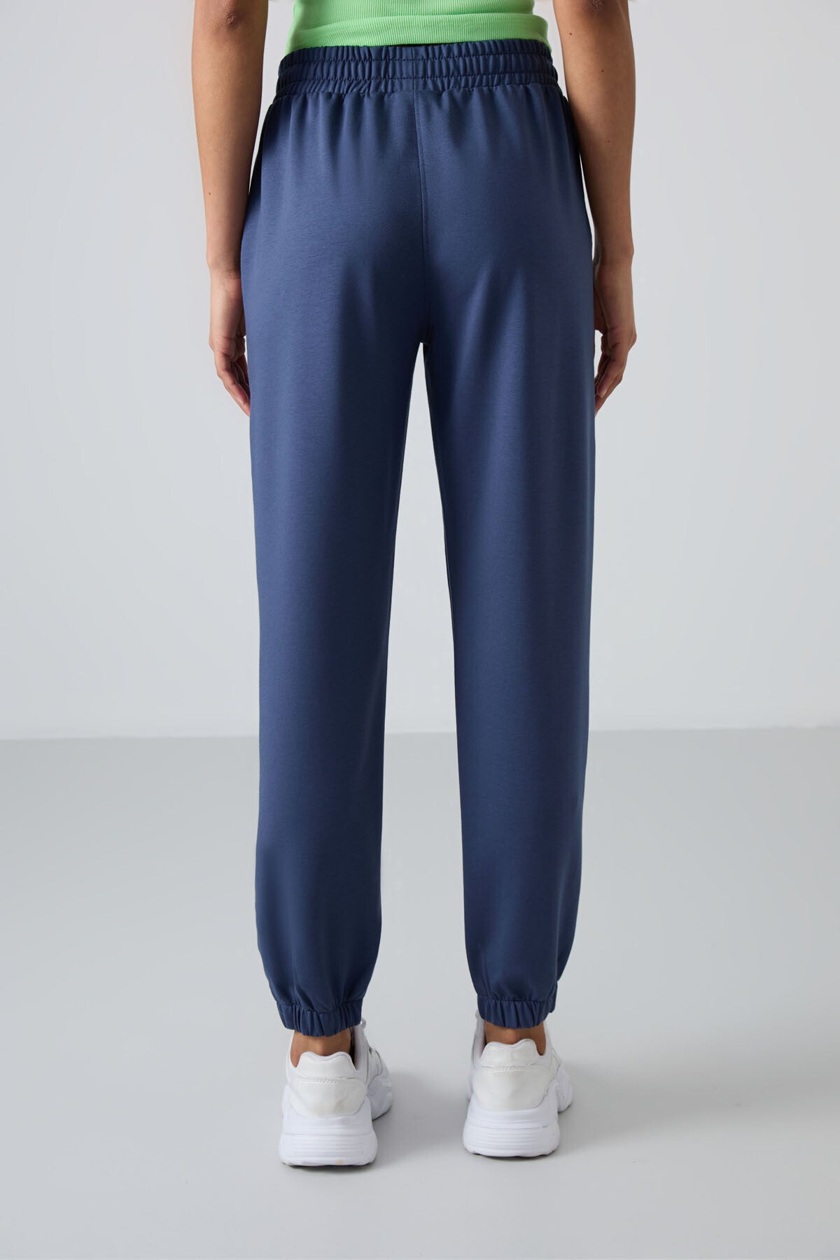 Petrol Cepli Yüksek Bel Rahat Form Lastik Paça Kadın Eşofman Alt - 94583