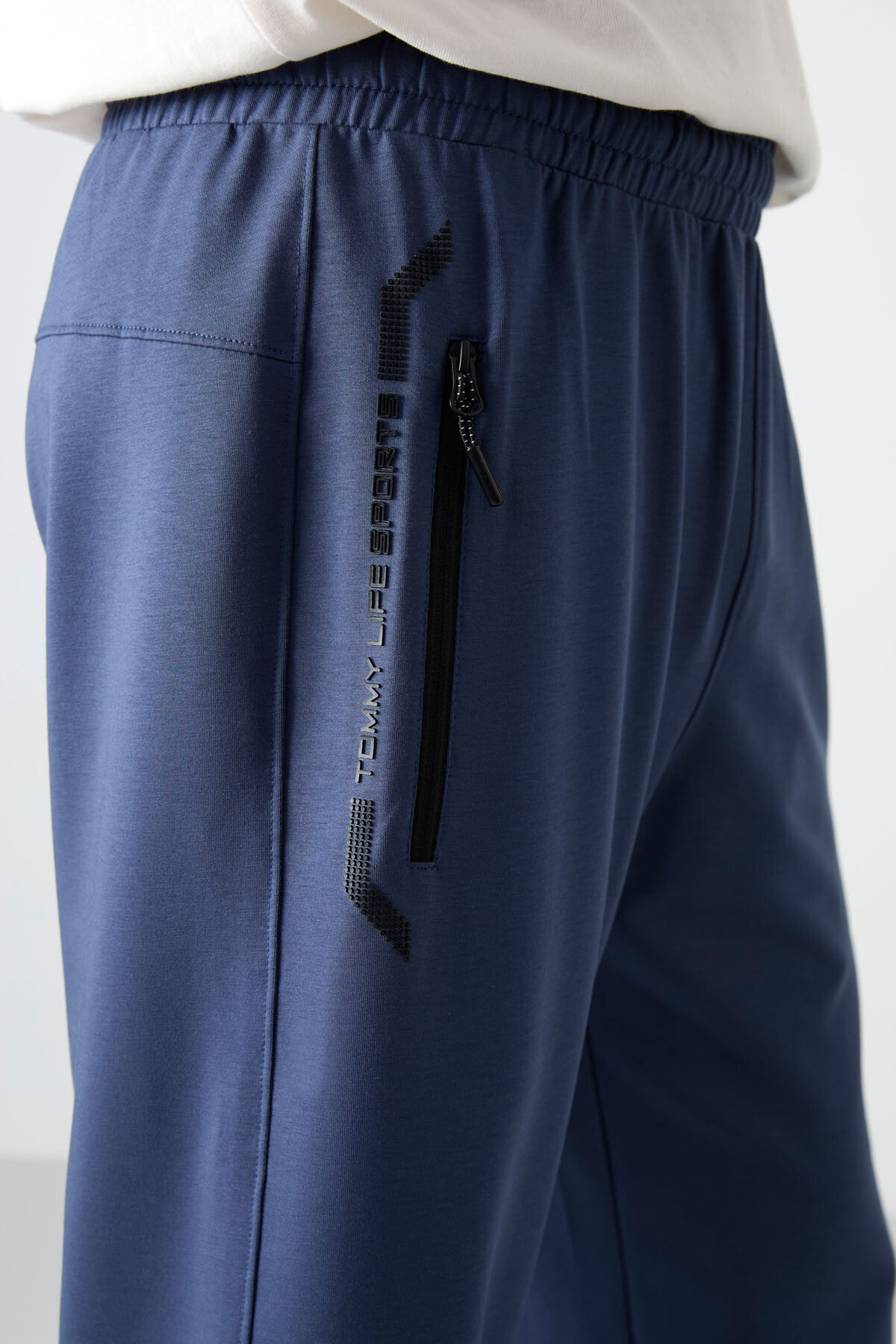 Petrol Fermuar Cepli Standart Kalıp Klasik Paça Erkek Kapri - 83091