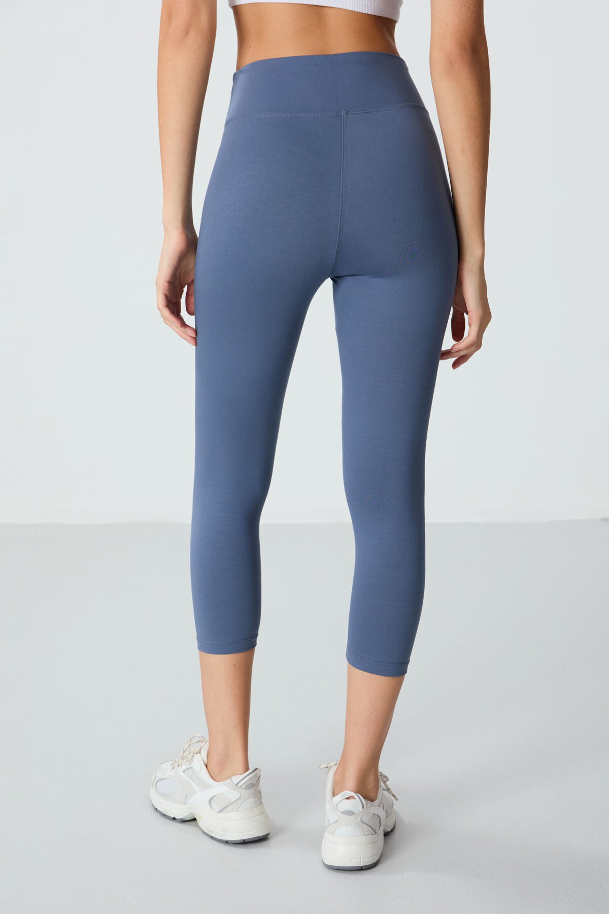 Petrol Yüksek Bel Slim Fit Dar Paça Kadın Kapri Tayt - 93097