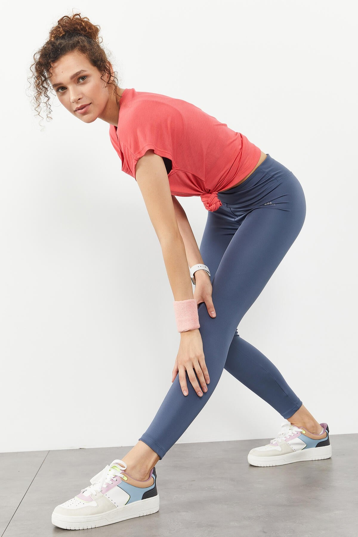 Petrol Yüksek Bel Streç Slim Fit Dar Paça Kadın Tayt - 94545