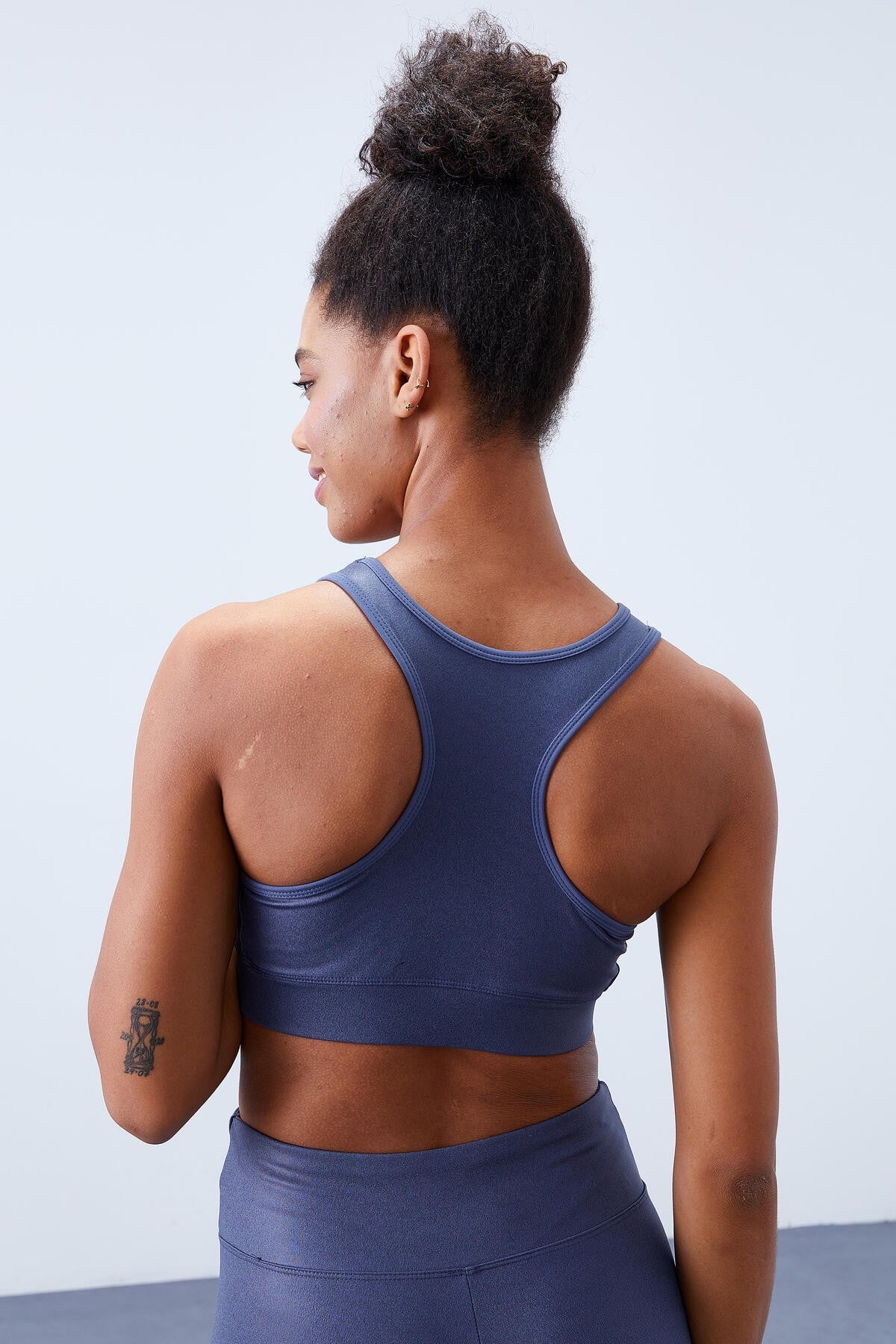 Petrol Yüksek Bel Toparlayıcılı Sırt Detaylı Slim Fit Büstiyer Kadın Tayt Takım - 95281