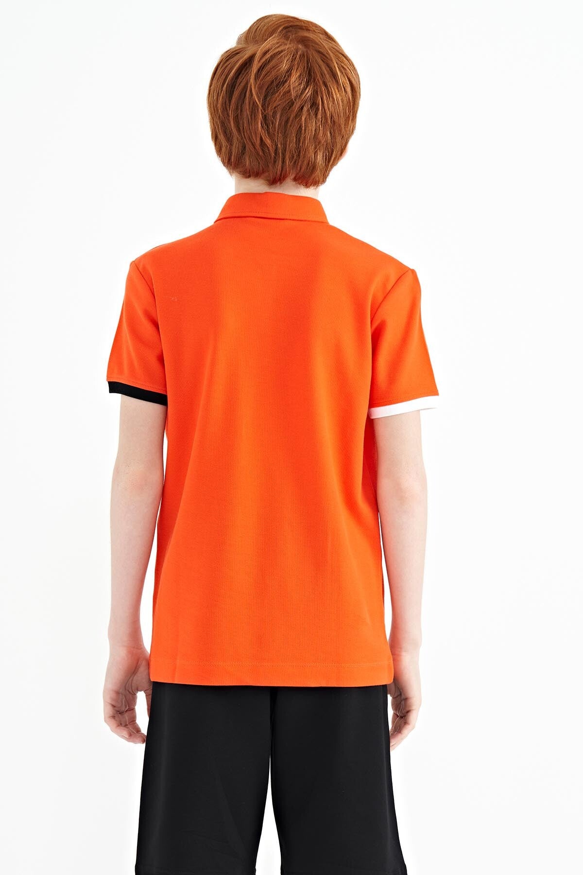 Portakal Ön Cep Detaylı Baskılı Standart Kalıp Polo Yaka Erkek Çocuk T-Shirt - 11102