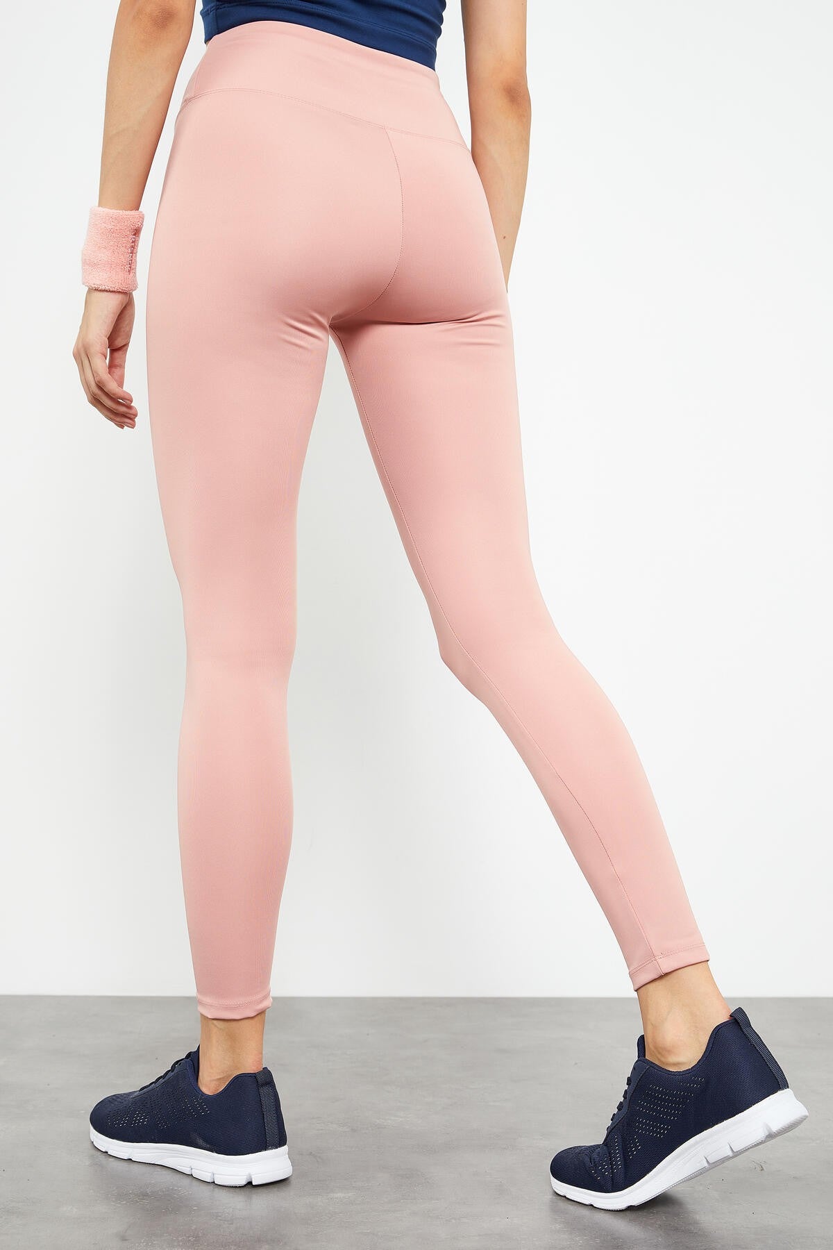 Pudra Yüksek Bel Streç Slim Fit Dar Paça Kadın Tayt - 94545