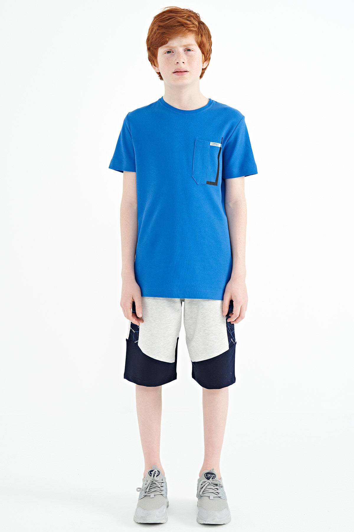 Saks Cep Detaylı O Yaka Standart Kalıp Erkek Çocuk T-Shirt - 11120