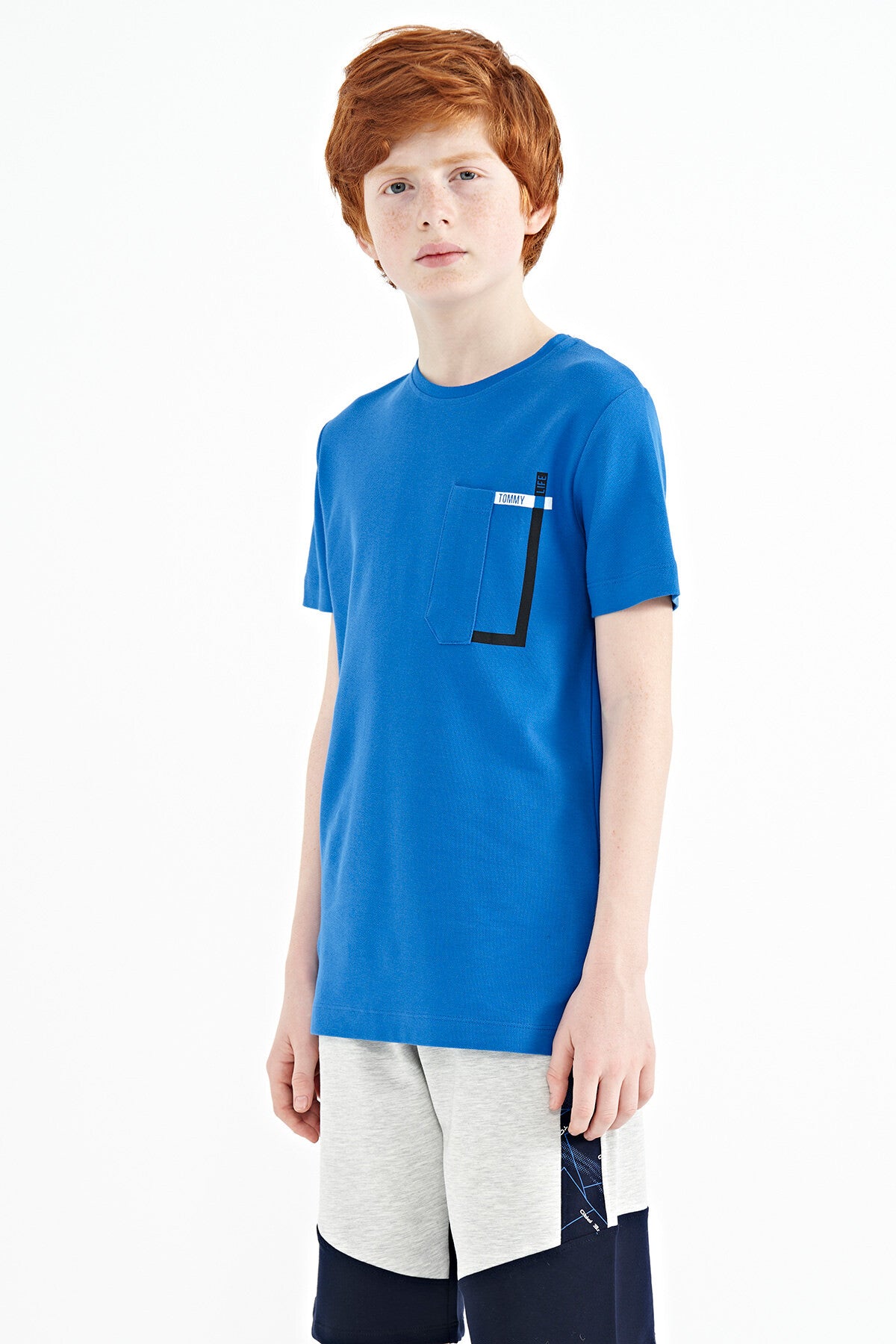 Saks Cep Detaylı O Yaka Standart Kalıp Erkek Çocuk T-Shirt - 11120