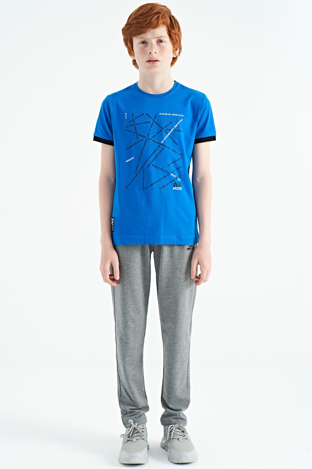 Saks Minimal Yazı Baskılı Standart Kalıp O Yaka Erkek Çocuk T-Shirt - 11132