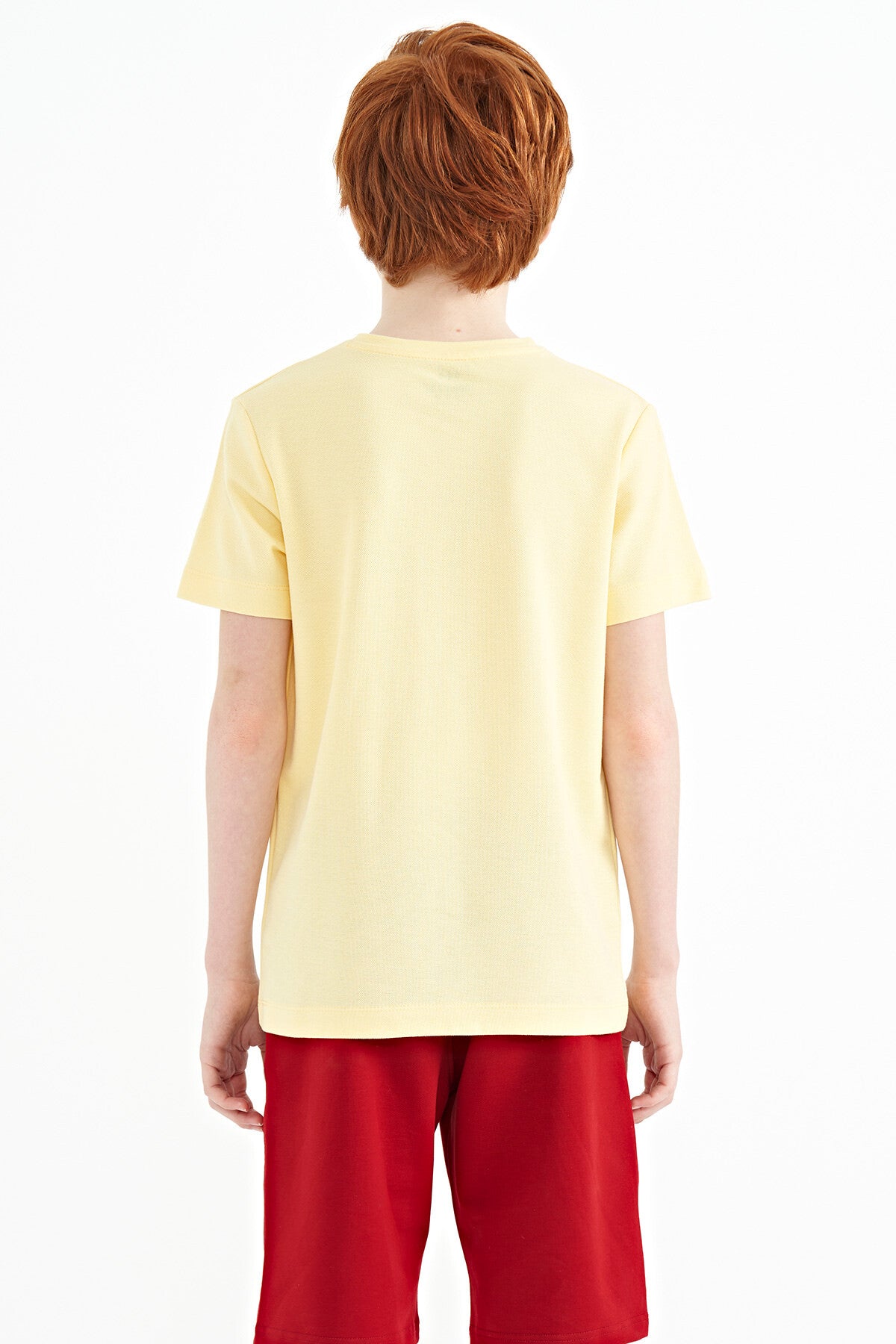 Sarı Baskı Detaylı O Yaka Standart Kalıp Erkek Çocuk T-Shirt - 11145