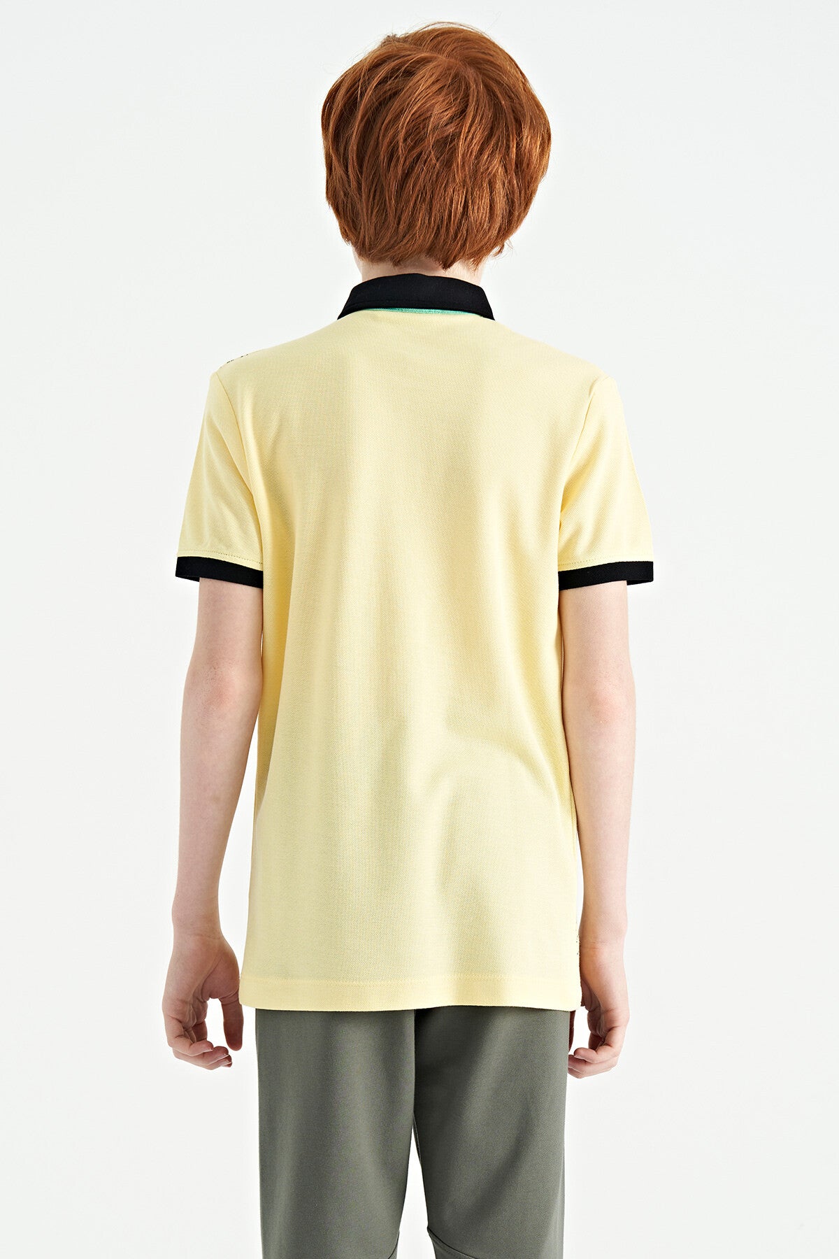 Sarı Baskı Detaylı Standart Kalıp Polo Yaka Erkek Çocuk T-Shirt - 11164