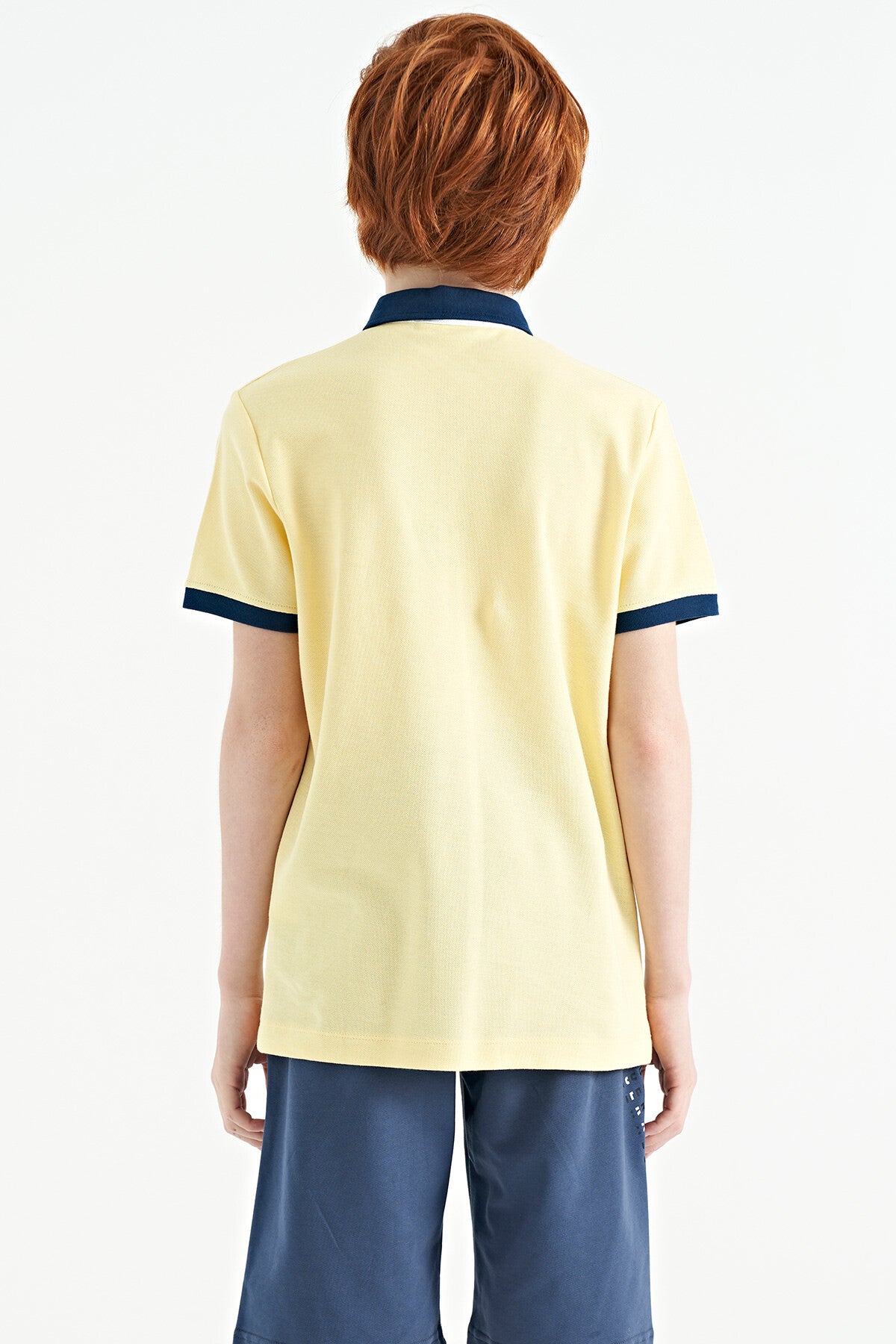 Sarı Baskılı Cep Detaylı Standart Kalıp Polo Yaka Erkek Çocuk T-Shirt - 11144