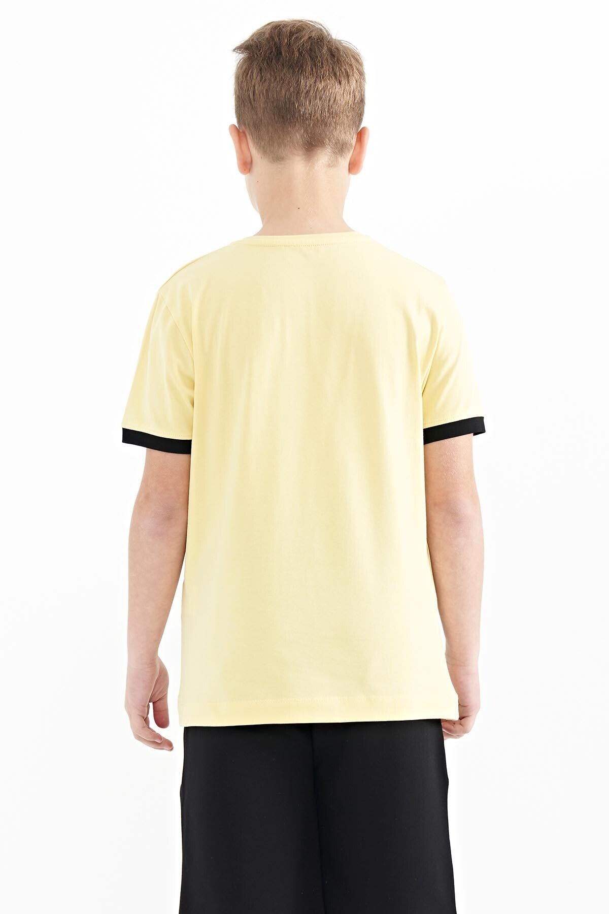 Sarı Baskılı Standart Kalıp O Yaka Erkek Çocuk T-Shirt - 11097