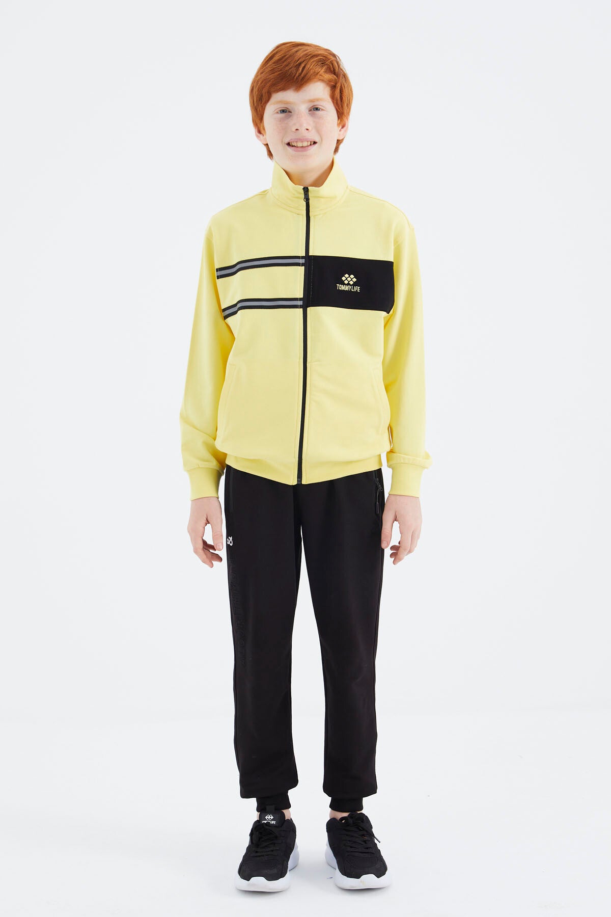 Sarı Dik Yaka Erkek Çocuk Sweatshirt - 11183
