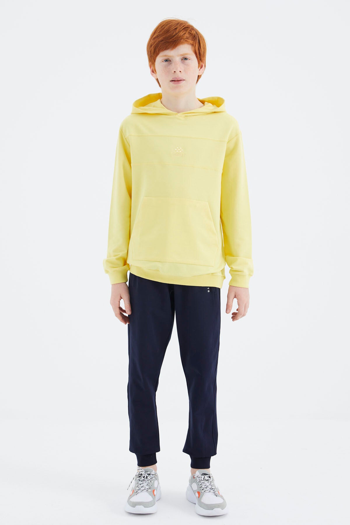 Sarı Kapüşonlu Basic Erkek Çocuk Sweatshirt - 11181