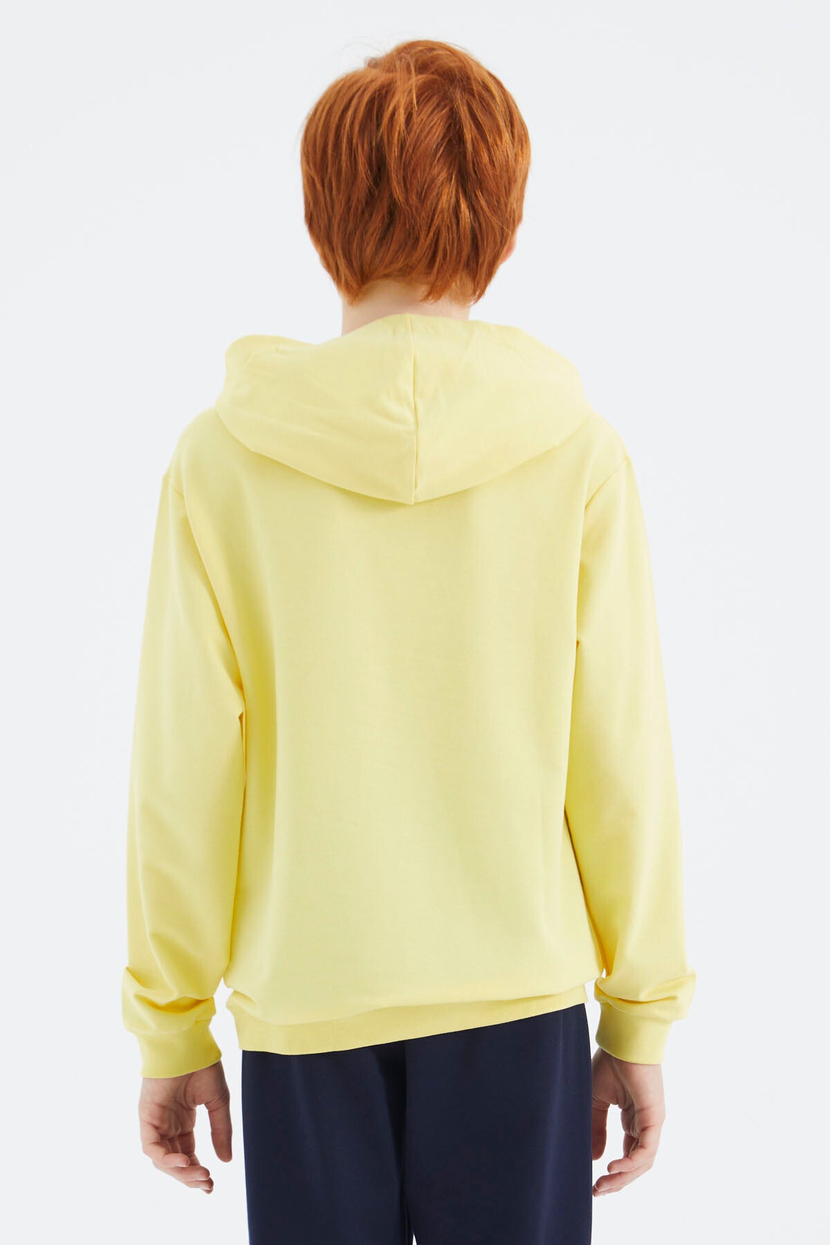 Sarı Kapüşonlu Basic Erkek Çocuk Sweatshirt - 11181