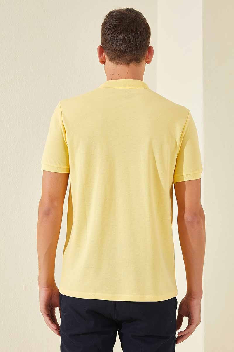 Sarı Klasik Kısa Kol Standart Kalıp Polo Yaka Erkek T-Shirt - 87787