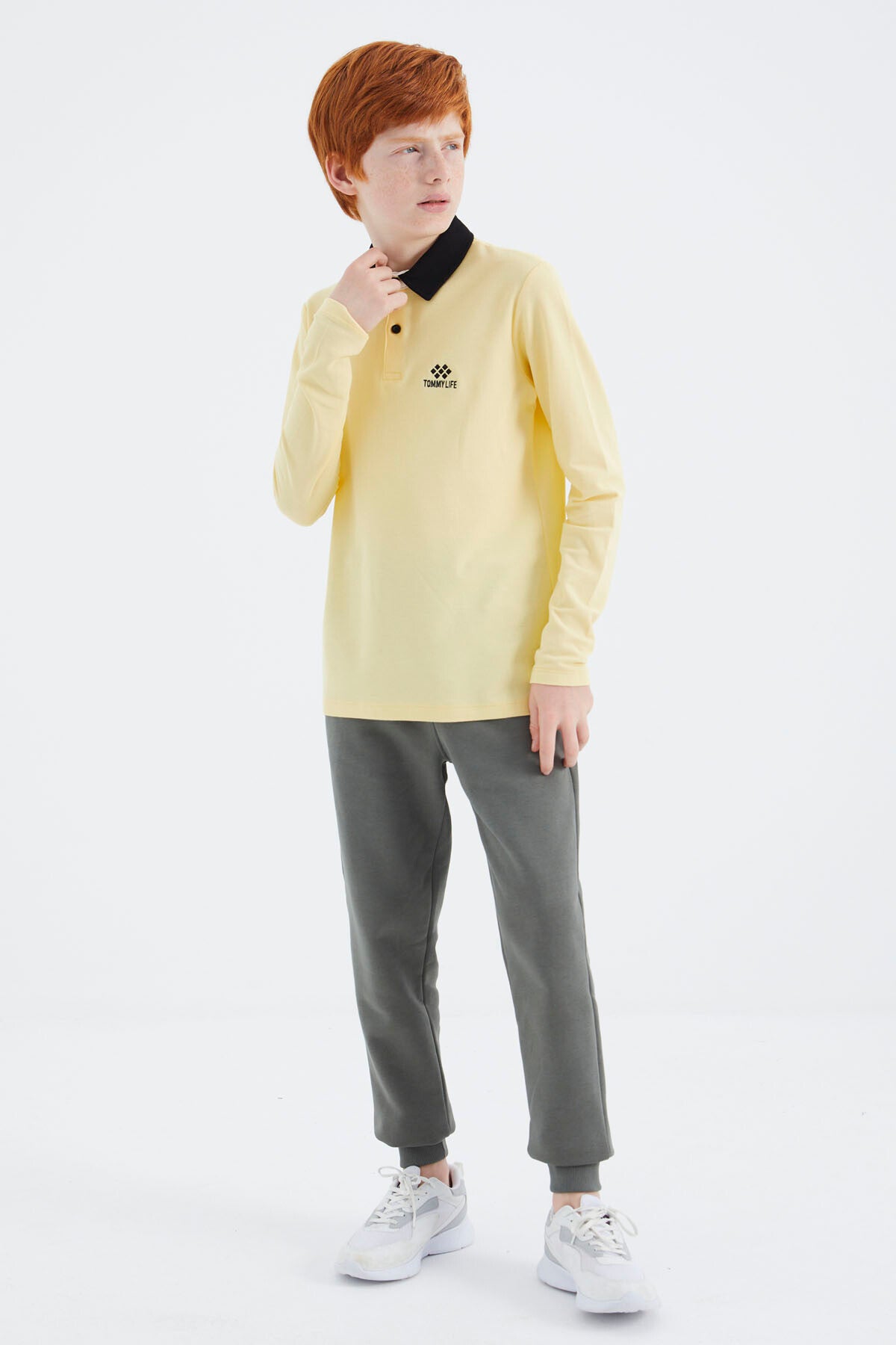Sarı Polo Yaka Basic Erkek Çocuk T-Shirt - 11171