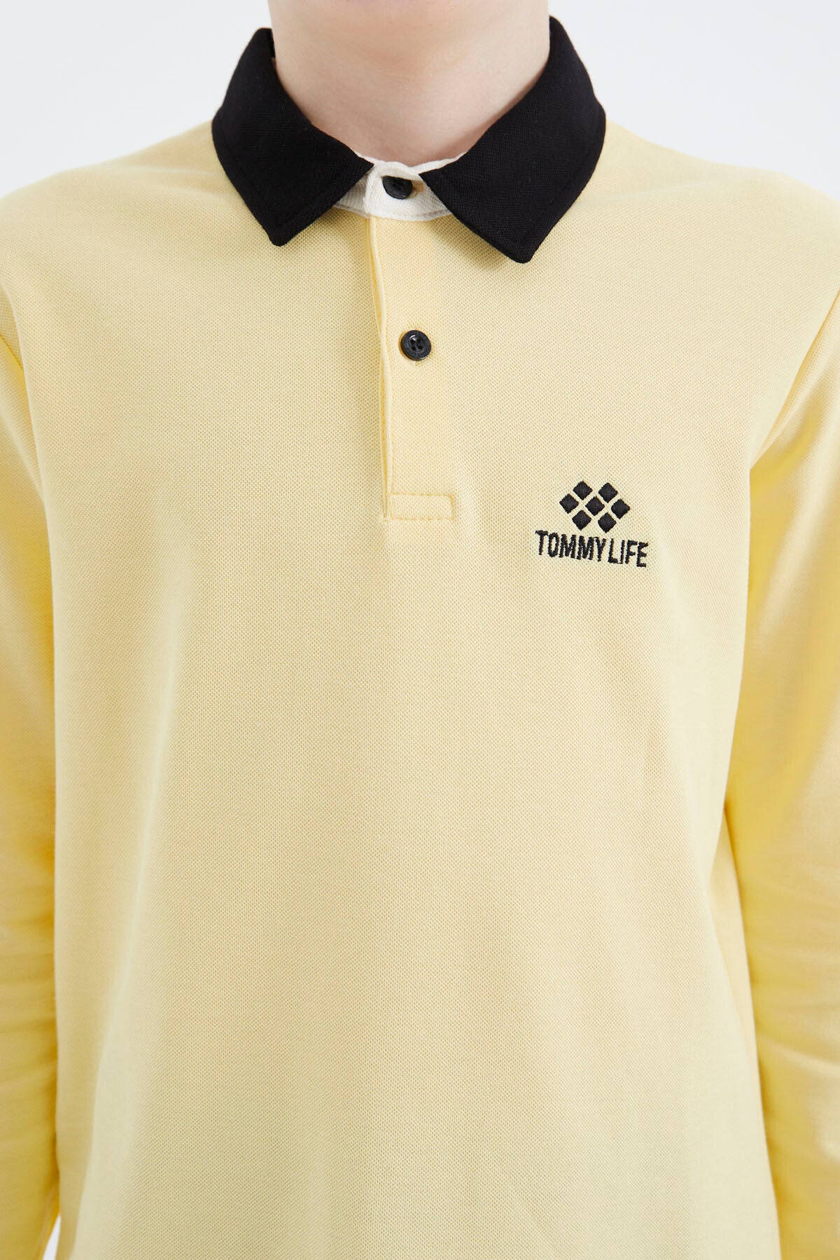 Sarı Polo Yaka Basic Erkek Çocuk T-Shirt - 11171