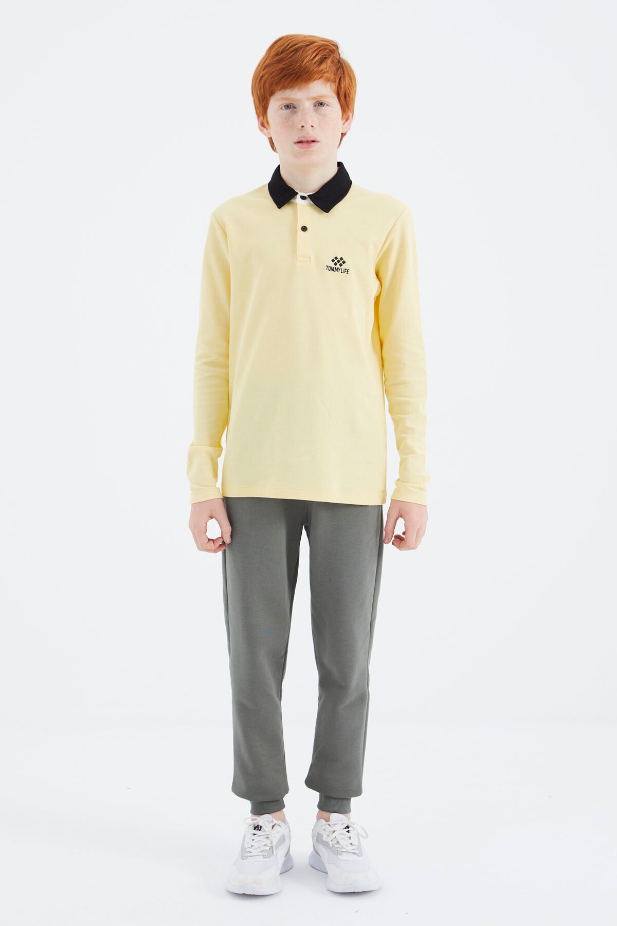 Sarı Polo Yaka Basic Erkek Çocuk T-Shirt - 11171
