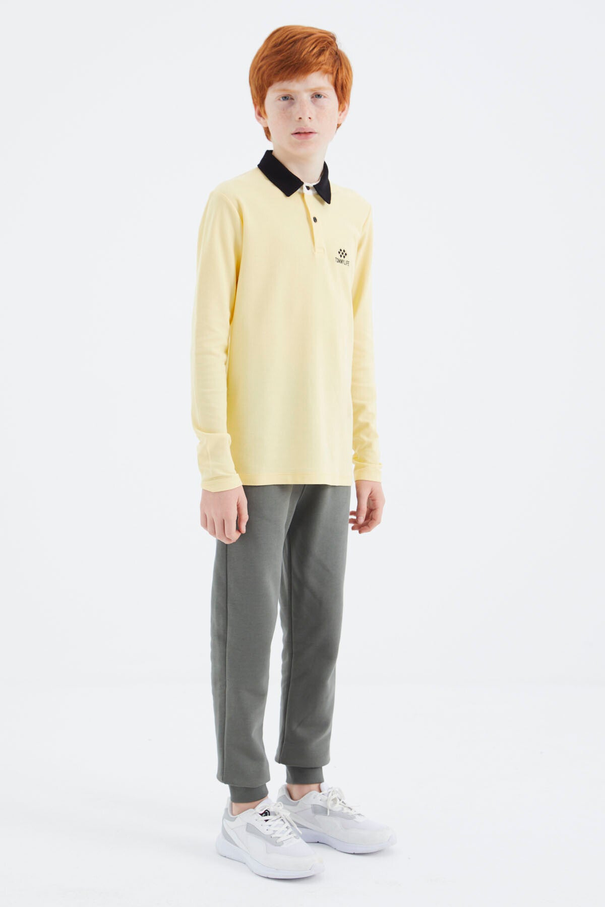 Sarı Polo Yaka Basic Erkek Çocuk T-Shirt - 11171