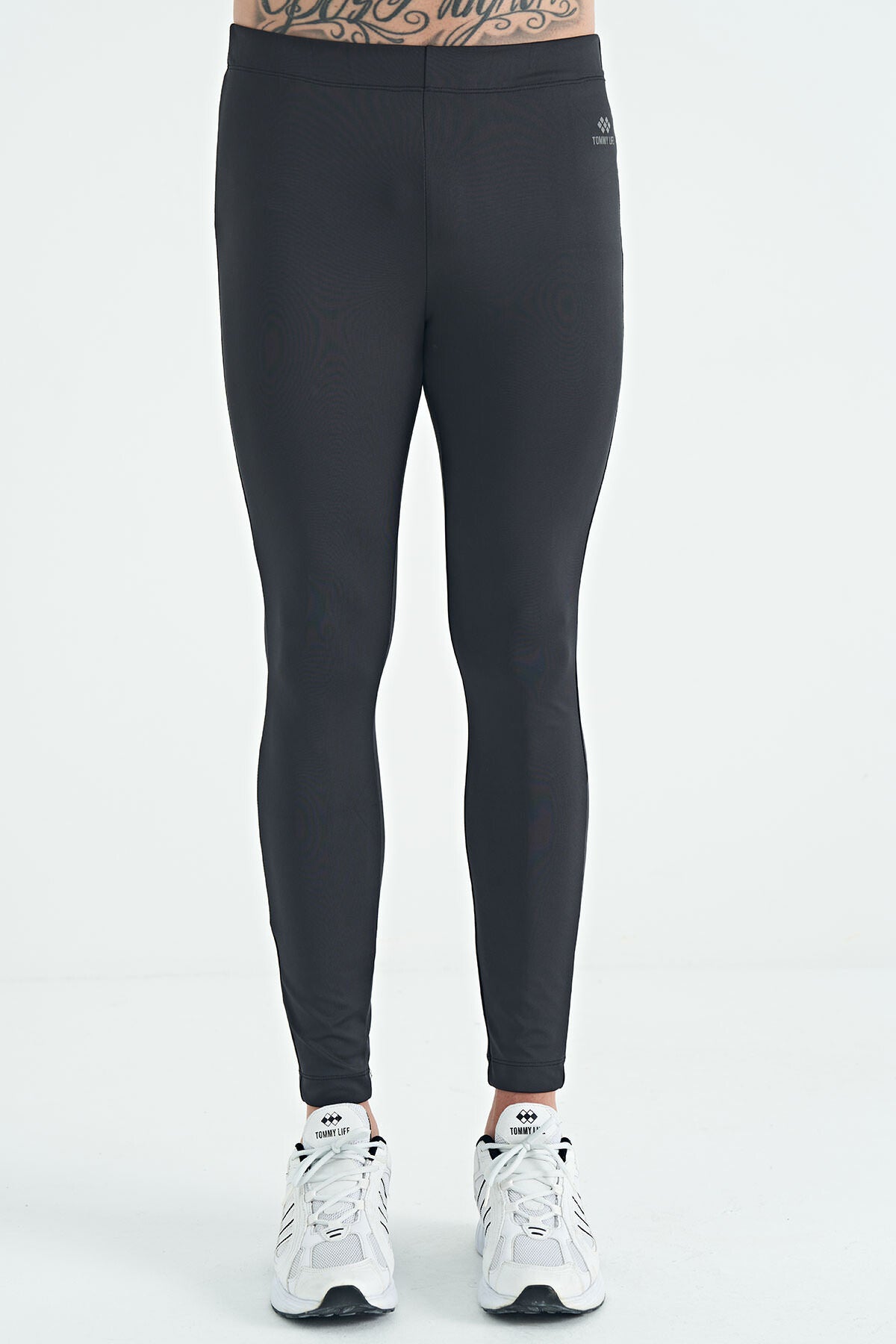 Siyah Arka Bilek Baskı Detaylı Yüksek Bel Slim Fit Aktif Spor Erkek Tayt - 84988